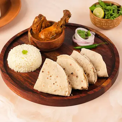 Chicken Thali [2 Pieces, Including 1 Leg Piece]